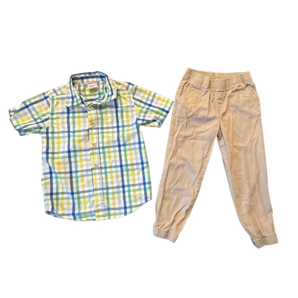 Wrangler boys plaid shirt dress pants outfit bundle 7